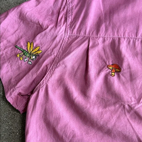 Disney Pink Short-Sleeve Button-Down Shirt with Embroidered Mickey & Motifs - Picture 7 of 10